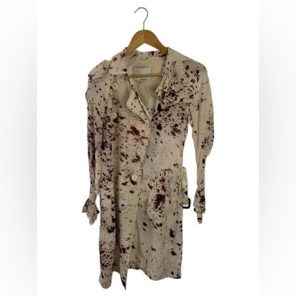 3.1 Phillip Lim Cream and Red Splatter Printed Trench Coat